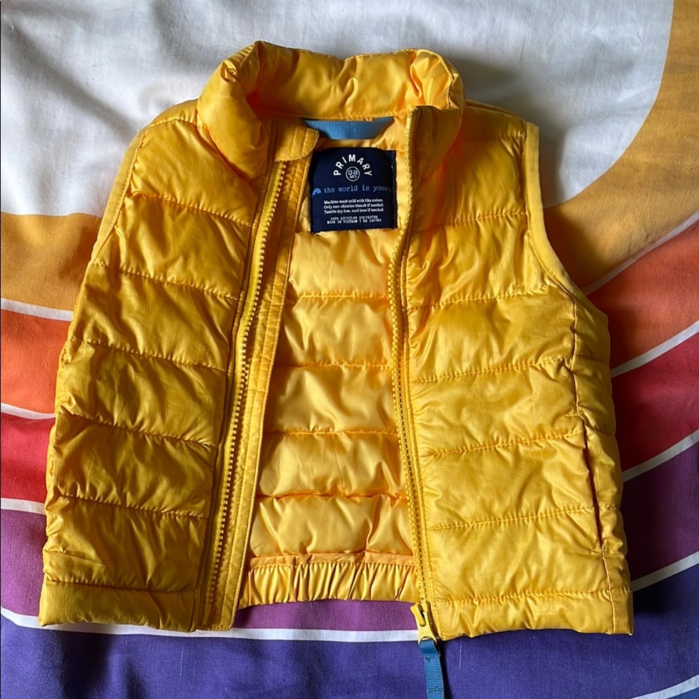 Primary Yellow Kids Puffer Vest